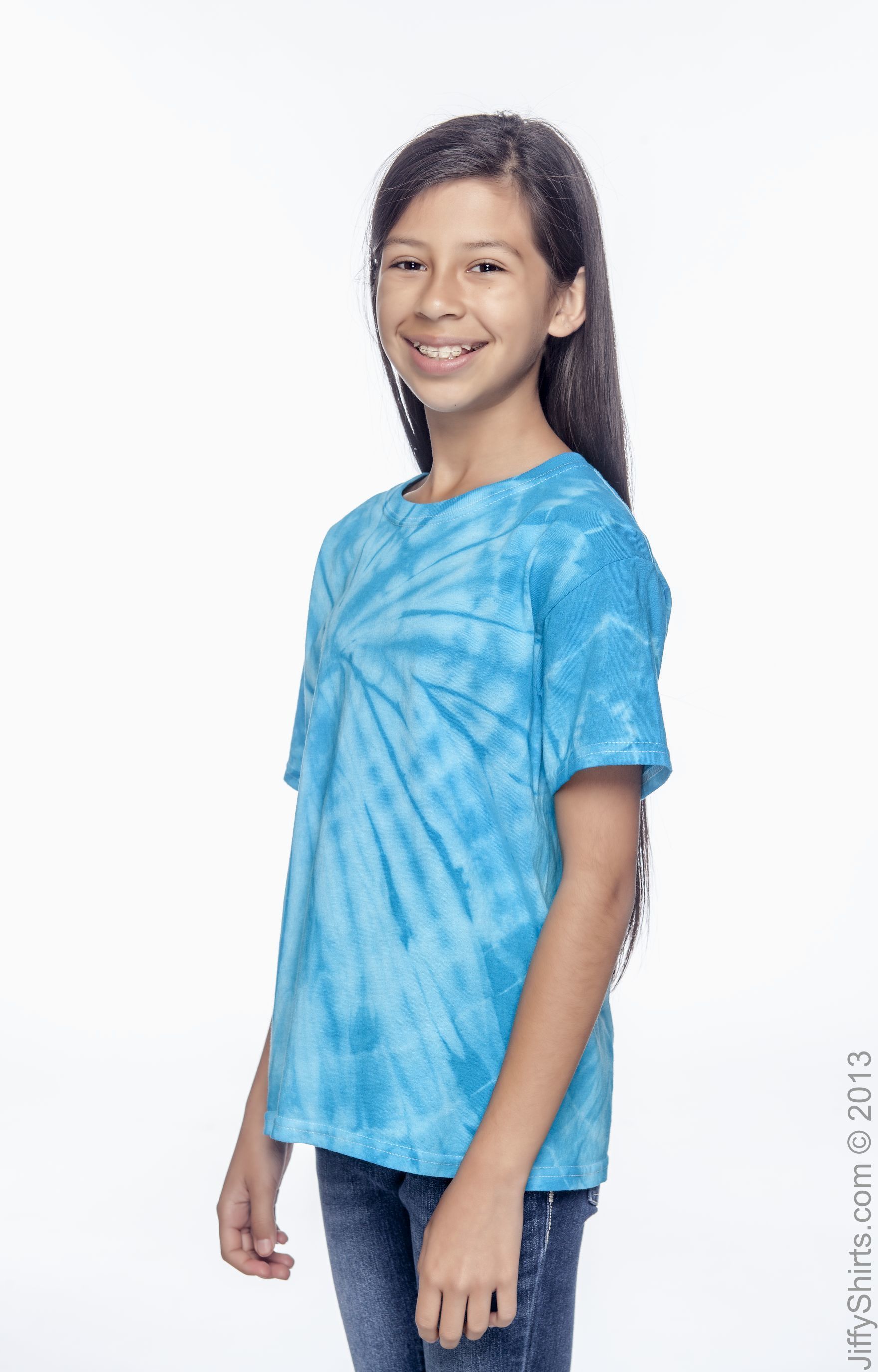 Youth 100% Cotton Spider T-Shirt - Spider Turquoise