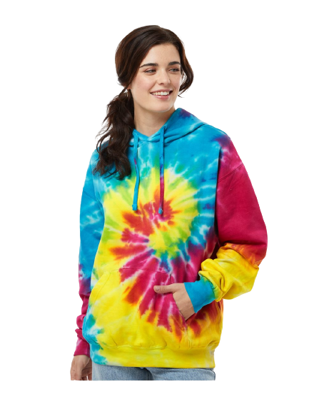 Unisex Tie-Dyed Pullover Hoodie - Reactive Rainbow