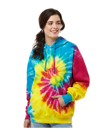 Unisex Tie-Dyed Pullover Hoodie - Reactive Rainbow