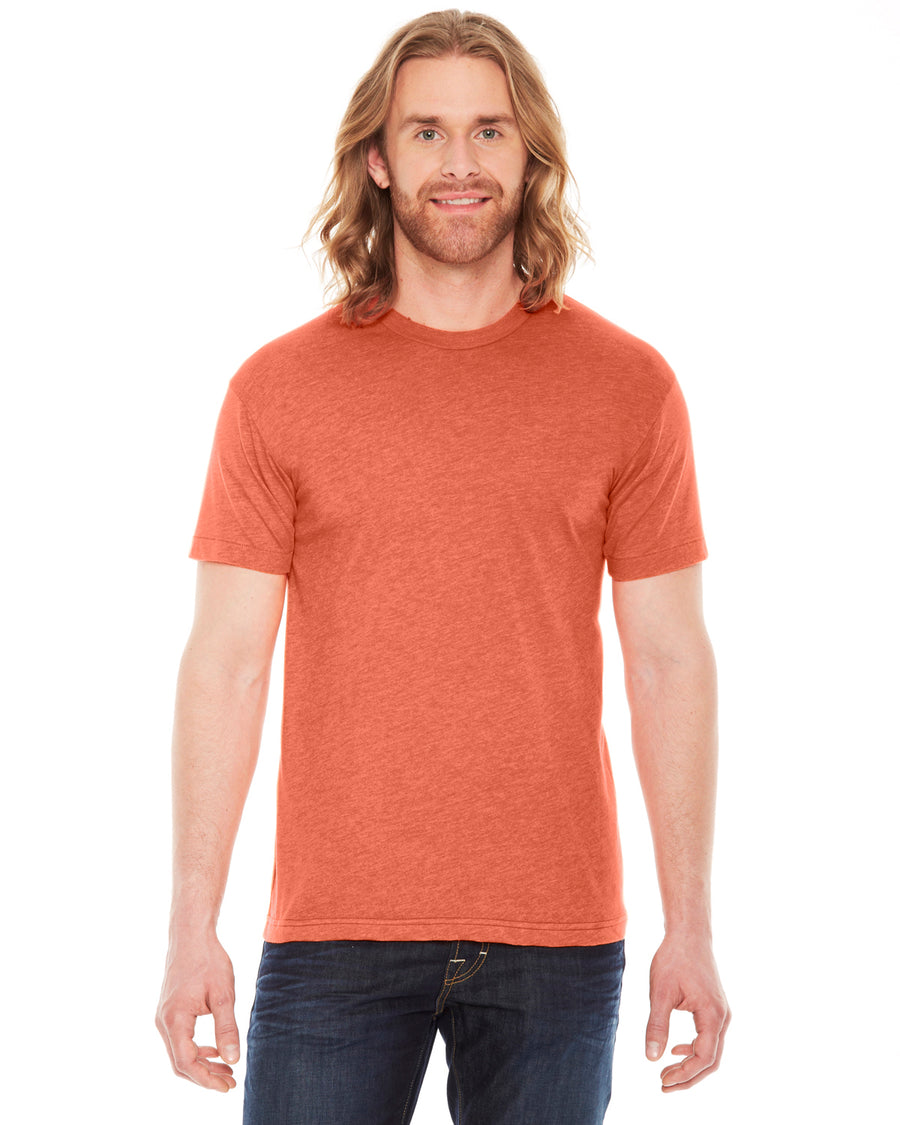Unisex Poly-Cotton USA Made Crewneck T-Shirt - Heather Orange