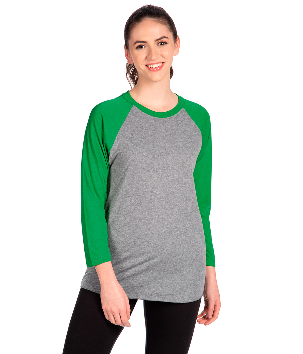 Unisex Triblend 3/4-Sleeve Raglan - Envy / Premium Heather