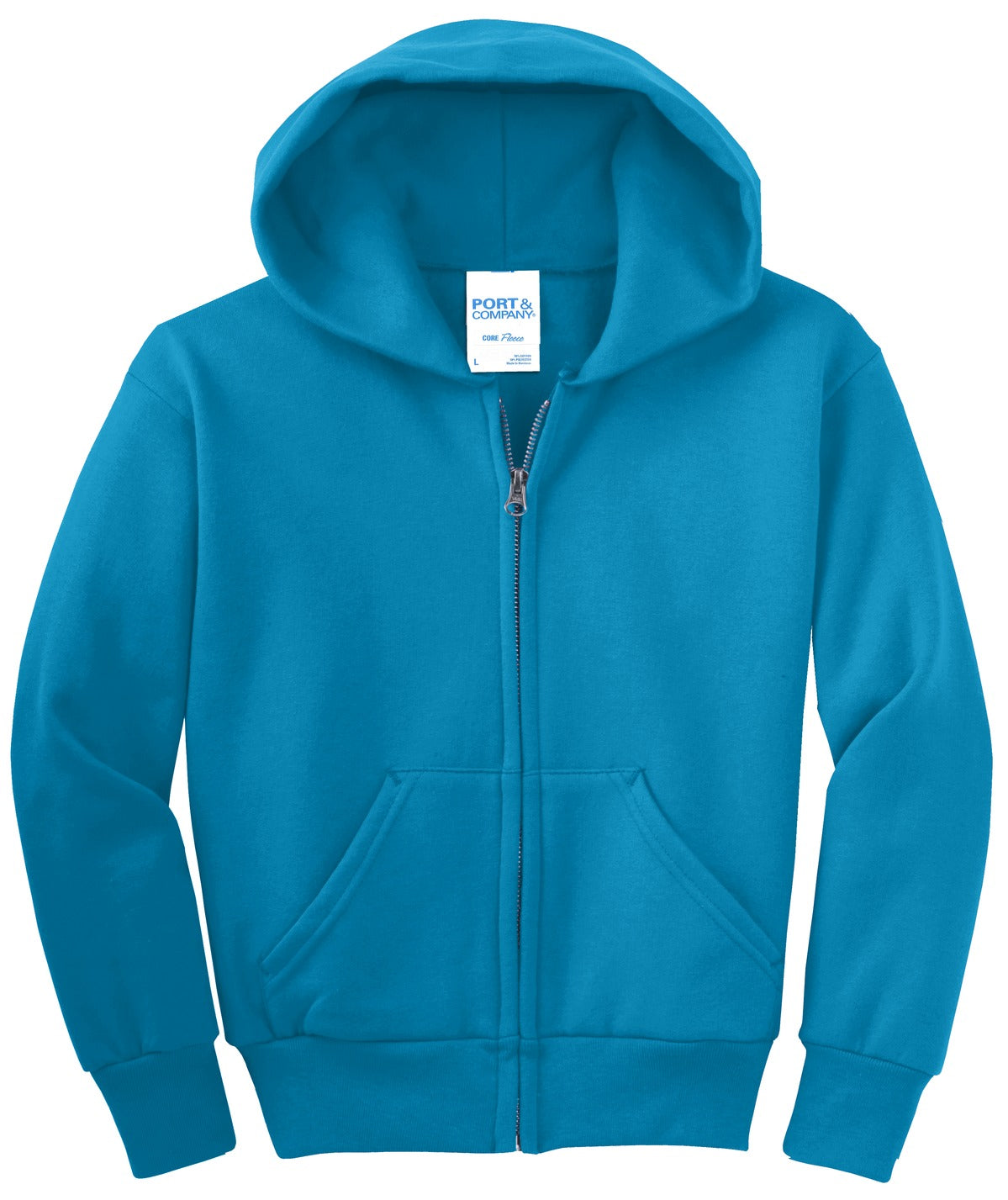 Youth Core Fleece Full-Zip Hoodie - Neon Blue