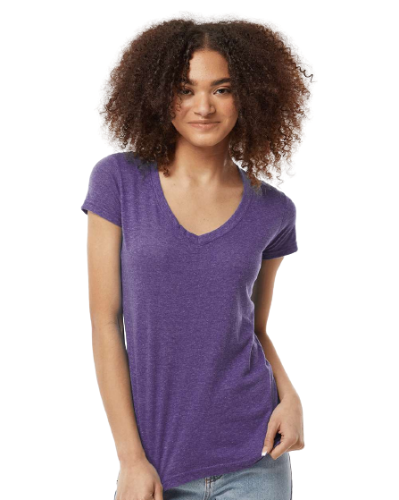 Women's Poly-Rich V-Neck - Heather Purple
