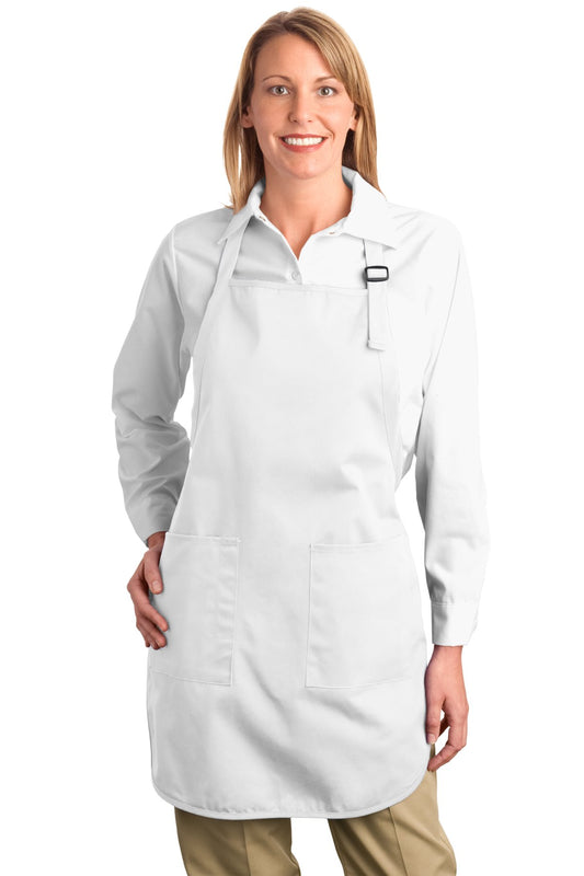 Full-Length Apron with Pockets - White