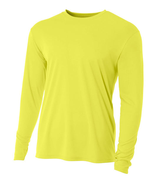 Youth Long Sleeve Cooling Performance Crew Shirt - Safety Yellow
