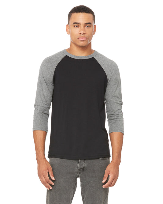 Unisex 3/4-Sleeve Baseball T-Shirt - Black / Heather Deep