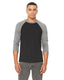 Bella + Canvas 3200 - Unisex 3/4-Sleeve Baseball T-Shirt - Black / Heather Deep