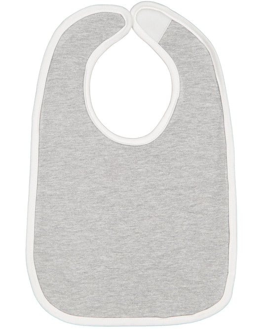 Infant Jersey Contrast Trim Velcro™ Bib - Heather / White