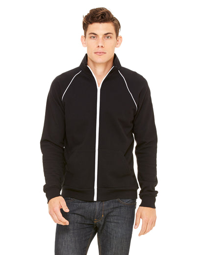 Men's Piped Fleece Jacket - Black / White