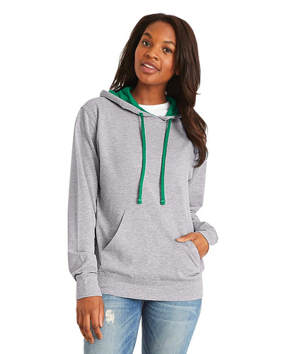Unisex French Terry Pullover Hoodie - Heather Gray / Kelly Green