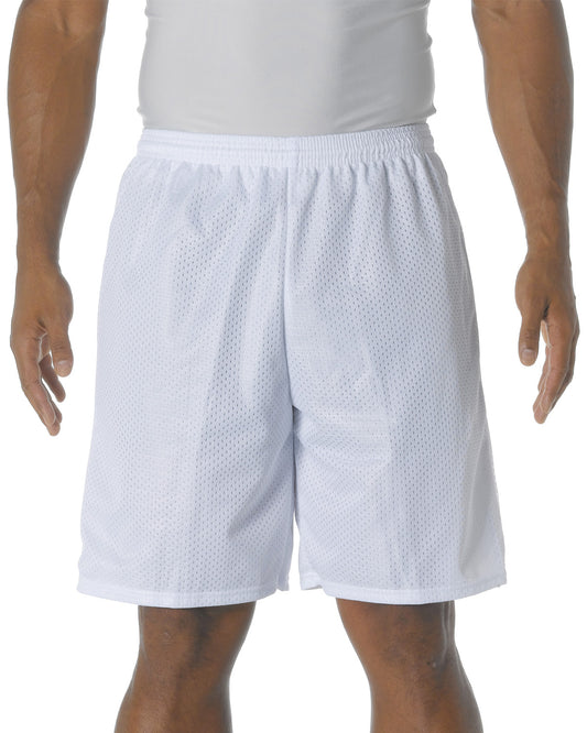 Unisex Nine Inch Inseam Mesh Short - White
