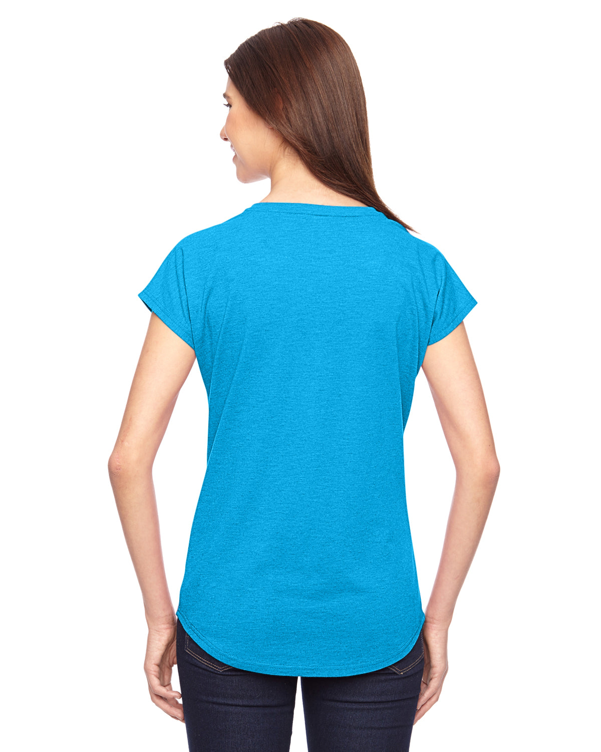 Women's Triblend V-Neck T-Shirt - Heather Caribbean Blue