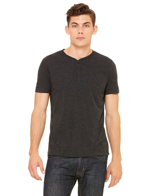 Men's Triblend Short-Sleeve Henley - Charcoal Triblend