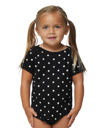 Infant Baby Rib Bodysuit - Black / White Dot