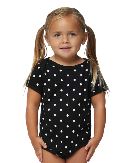 Infant Baby Rib Bodysuit - Black / White Dot