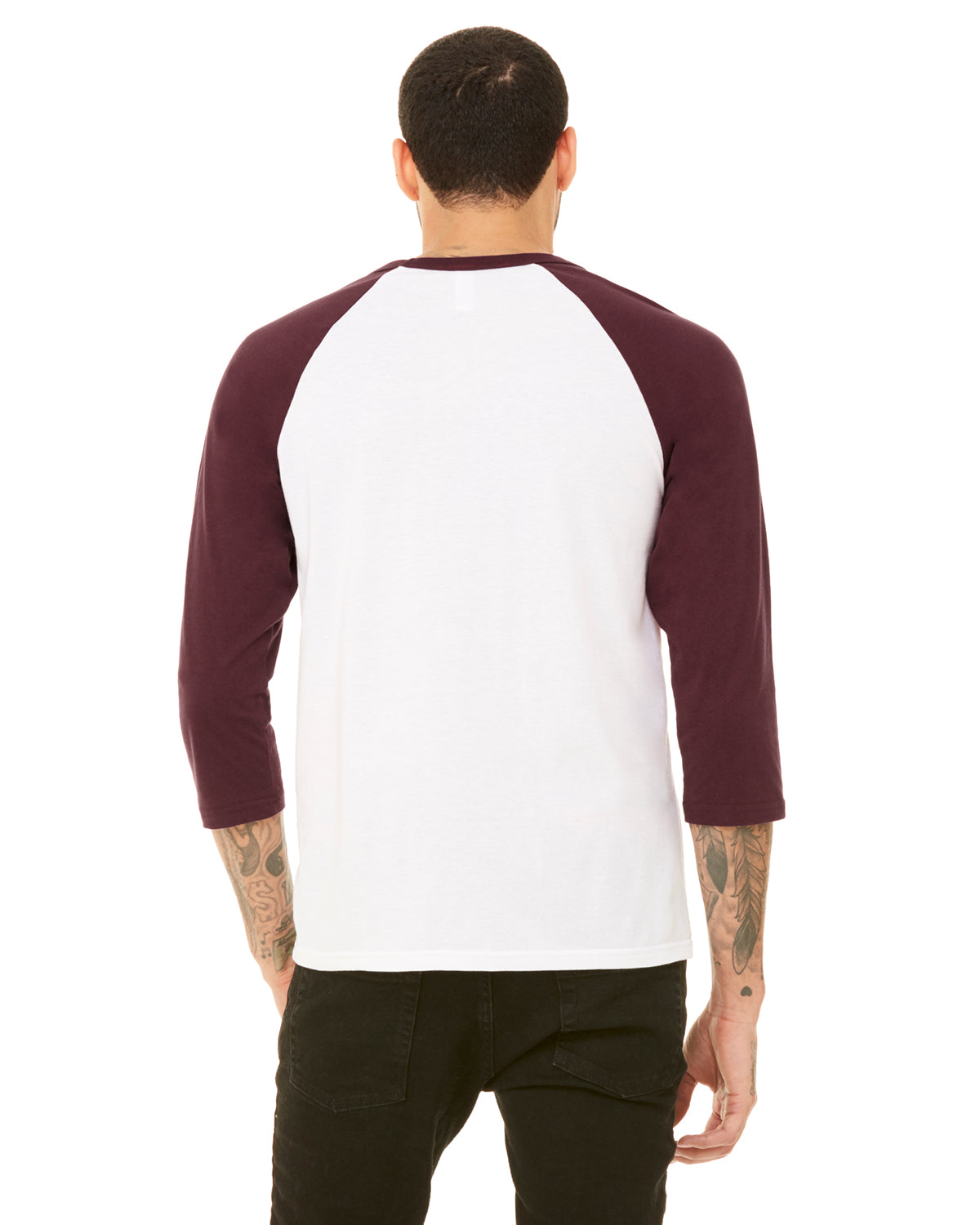 Unisex 3/4-Sleeve Baseball T-Shirt - White / Maroon