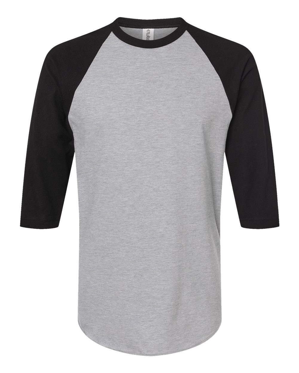 Unisex Fine Jersey Raglan Tee - Heather Gray / Black