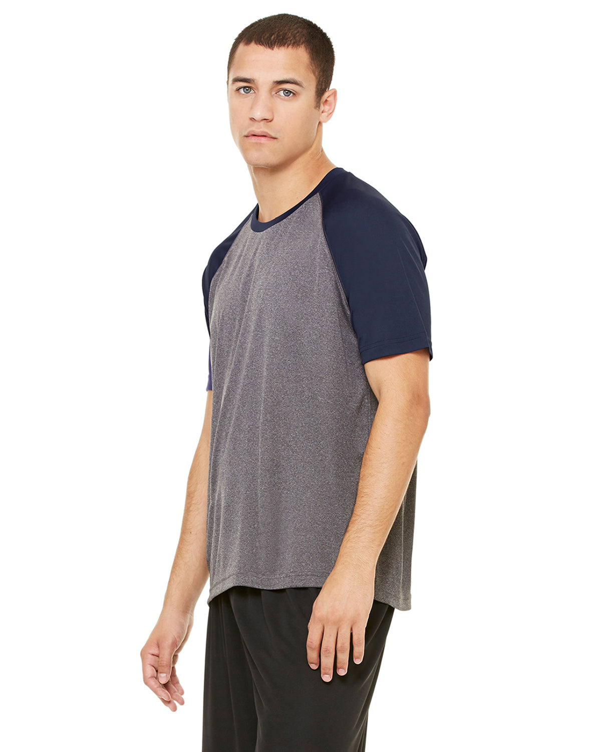 Unisex Performance Short-Sleeve Raglan T-Shirt - Dark Gray / Sport Dark Navy