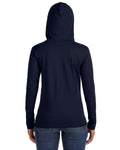 Women's Lightweight Long-Sleeve Hooded T-Shirt - Navy / Dark Gray