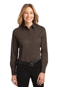 Women's Long Sleeve Easy Care Shirt - Coffee Bean / St