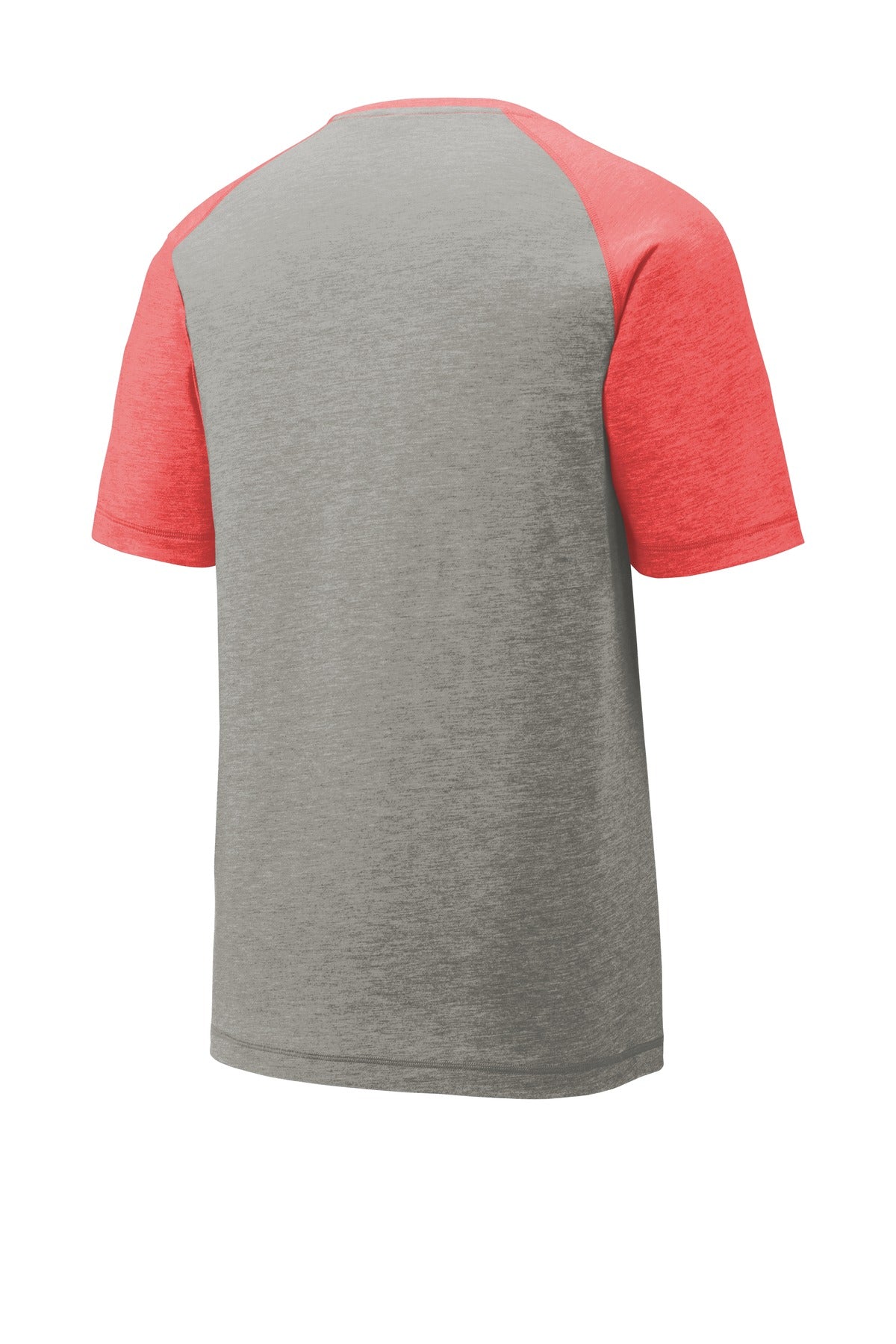 Unisex PosiCharge Tri-Blend Wicking Raglan Tee - True Red Heather / Light Gray Heather