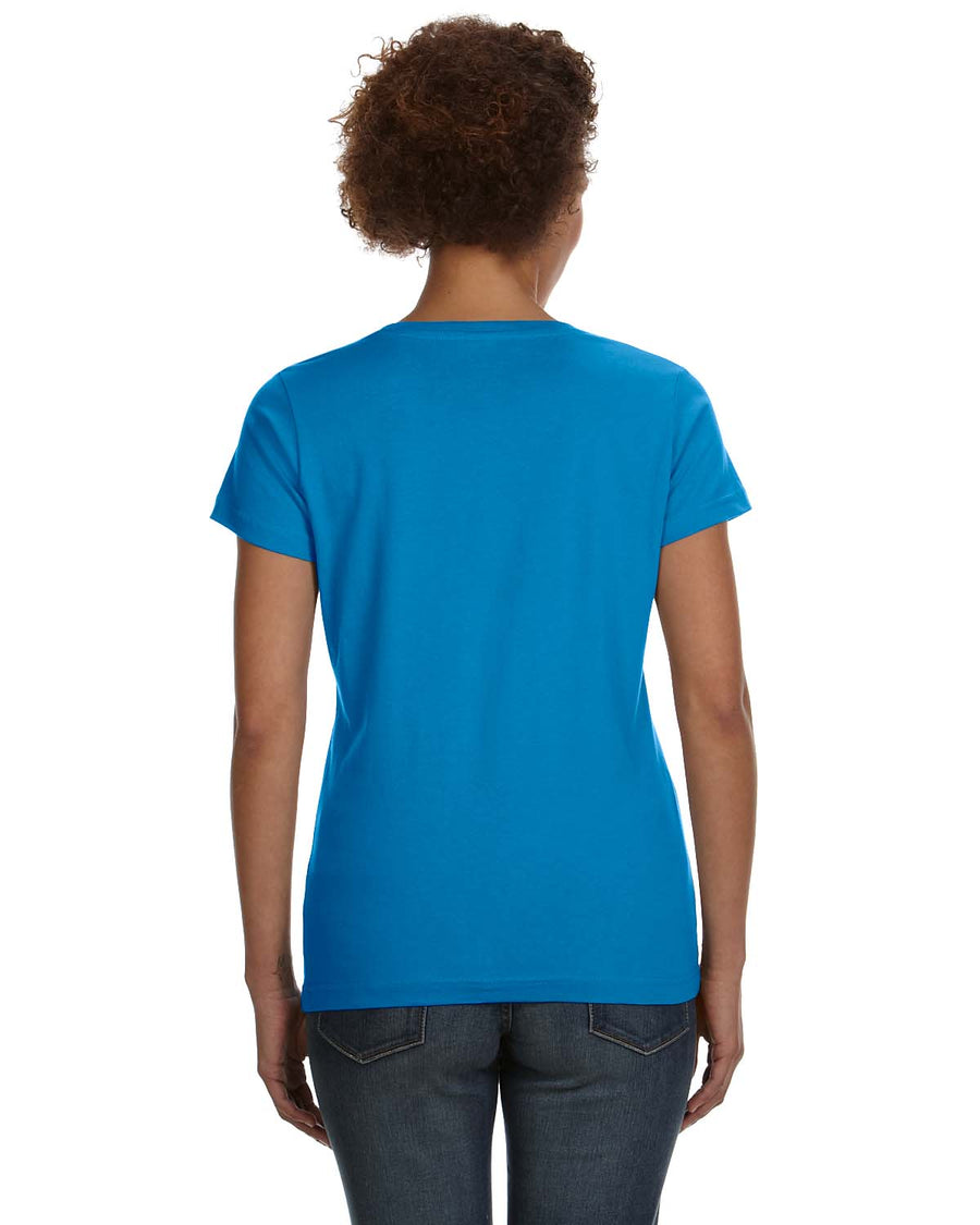 Women's V-Neck Fine Jersey T-Shirt - Cobalt