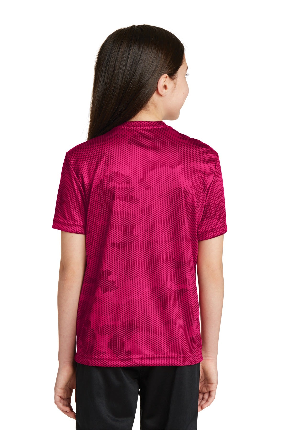 Youth CamoHex Tee - Pink Raspberry