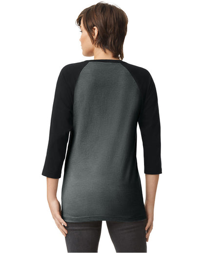 Unisex CVC Raglan T-Shirt - Heather Charcoal/Black