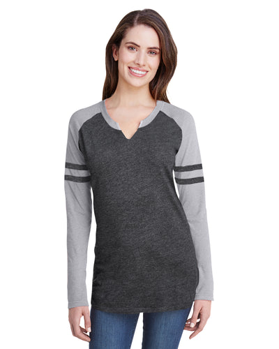 Women's Gameday Mash-Up Long Sleeve Fine Jersey T-Shirt - Vintage Smoke / Vintage Heather / Vintage Smoke