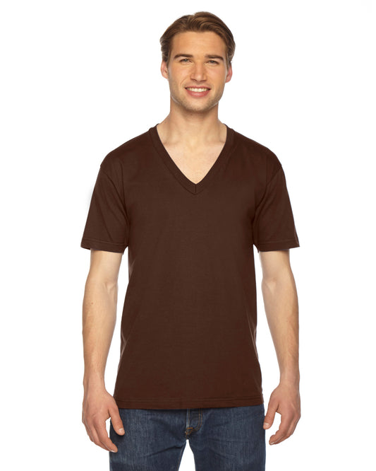 Unisex Fine Jersey Short-Sleeve V-Neck T-Shirt - Brown