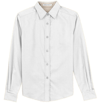 Women's Long Sleeve Easy Care Shirt - White / Light Stone