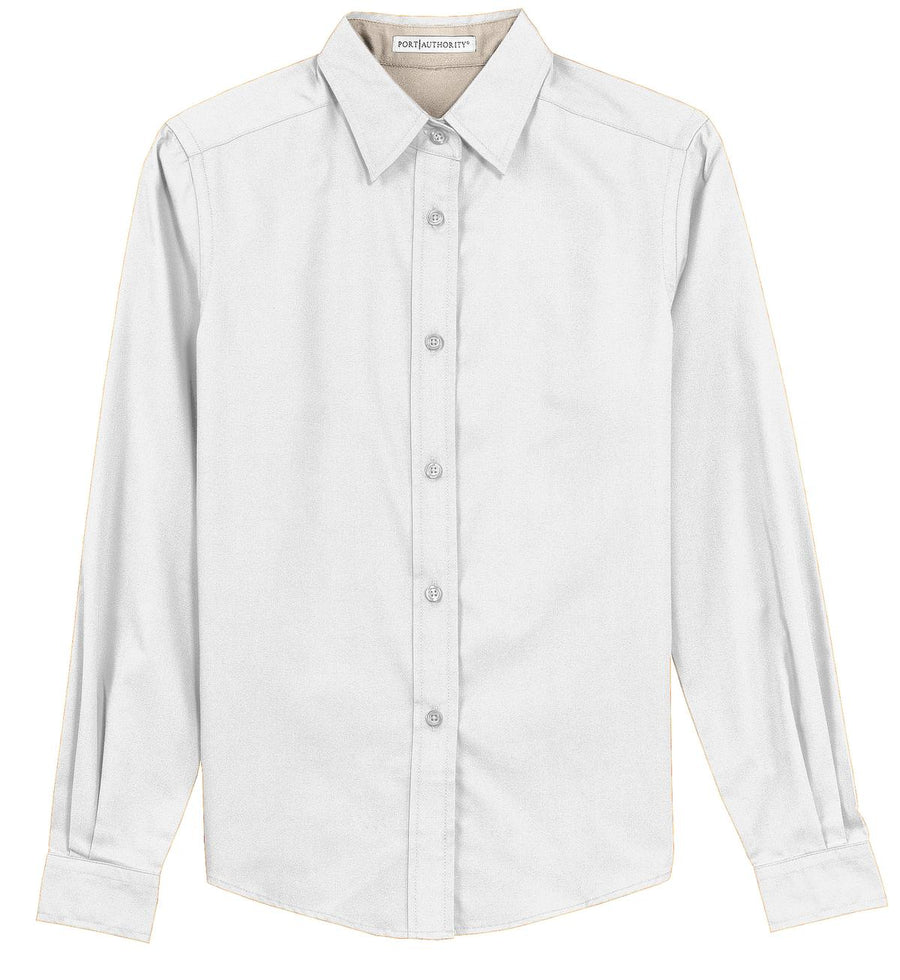 Women's Long Sleeve Easy Care Shirt - White / Light Stone
