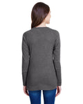 Women's Long Sleeve Fine Jersey Lace-Up T-Shirt - Vintage Smoke / Black
