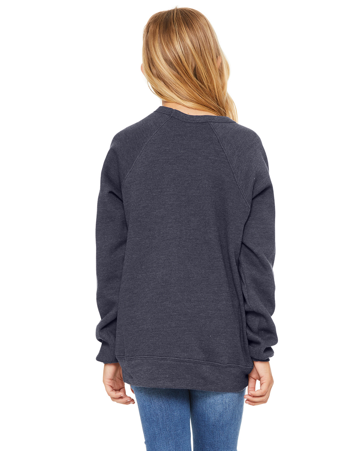 Youth Sponge Fleece Raglan Sweatshirt - Heather Navy