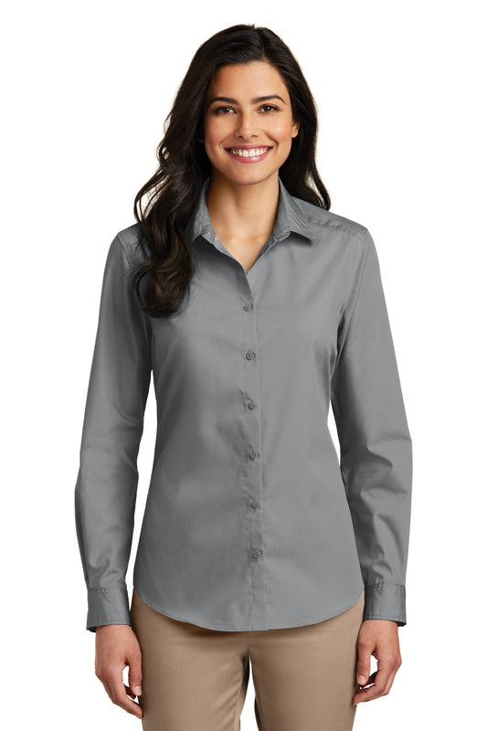 Women's Long Sleeve Carefree Poplin Shirt - Gusty Gray