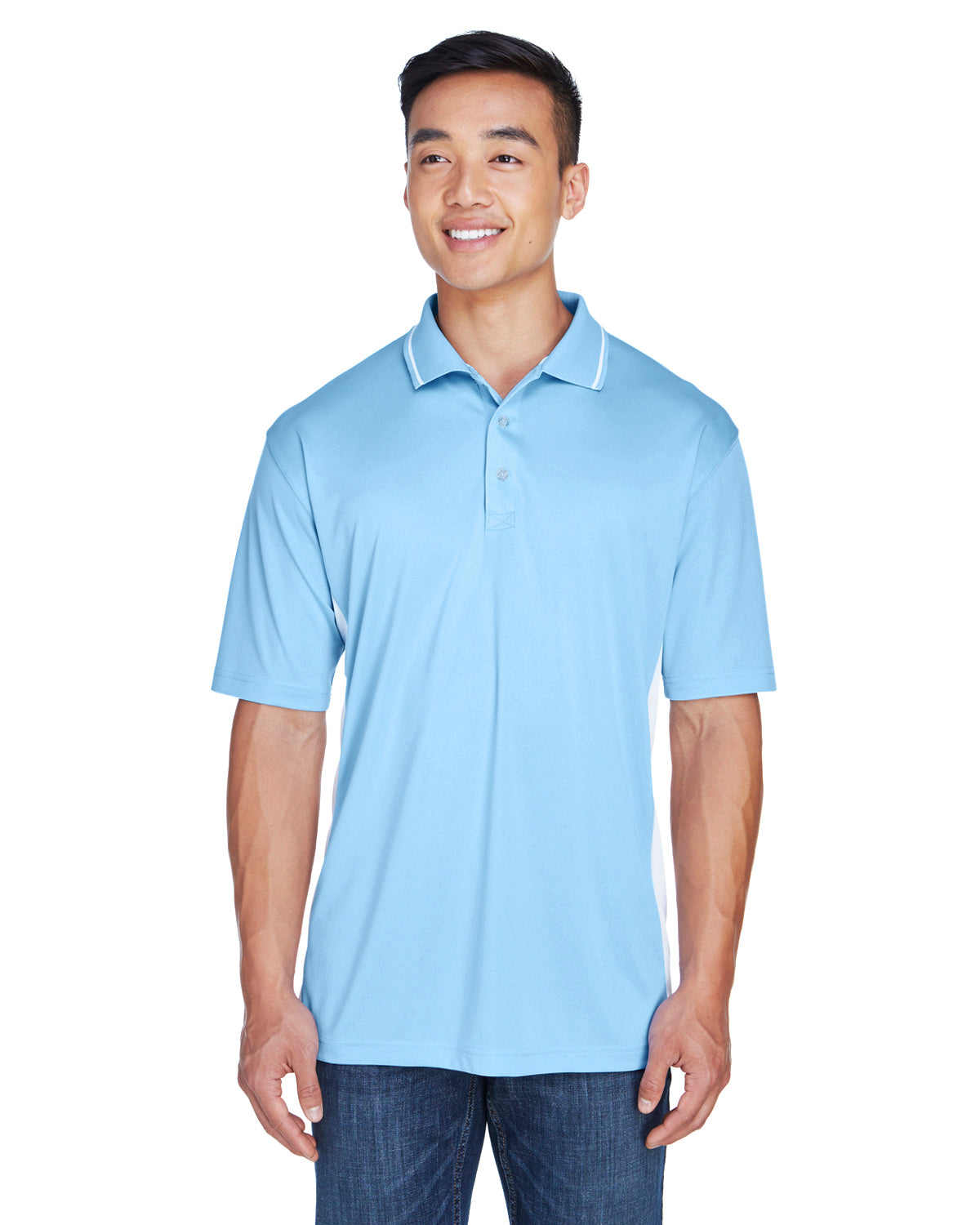 Men's Cool & Dry Sport Two-Tone Polo - Columbia Blue / White