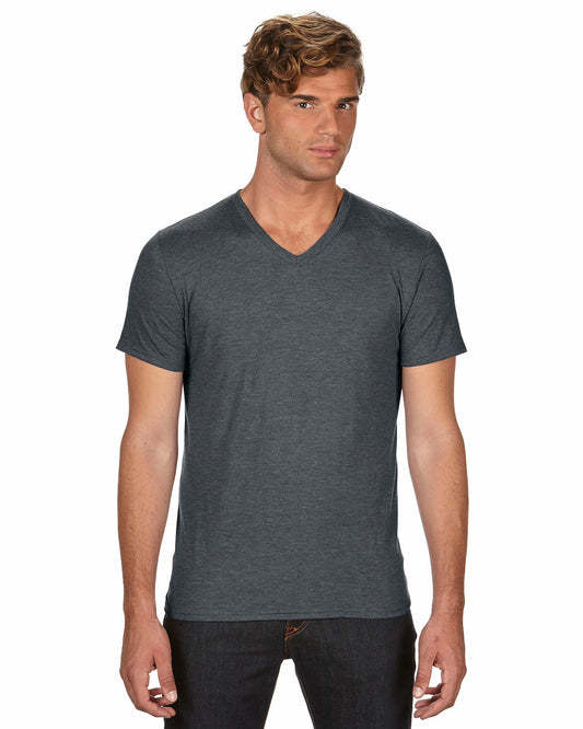 Unisex Triblend V-Neck T-Shirt - Heather Dark Gray