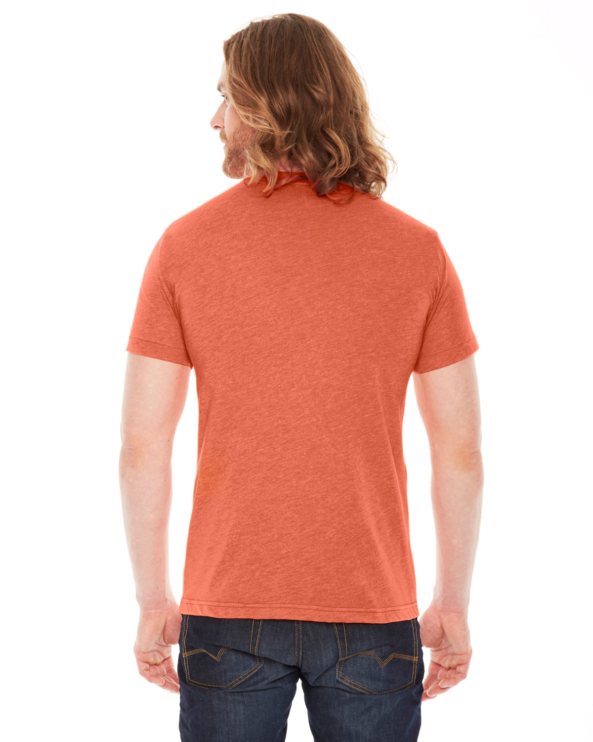 Unisex Poly-Cotton USA Made Crewneck T-Shirt - Heather Orange