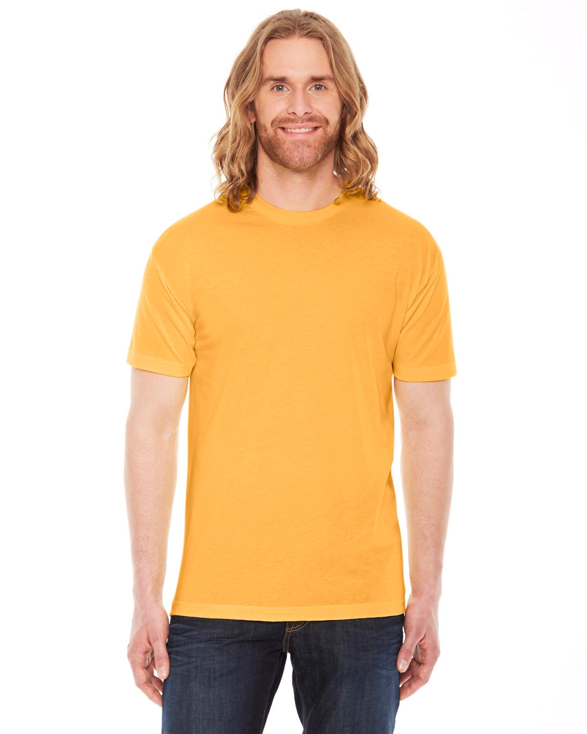 Unisex Poly-Cotton Short-Sleeve Crewneck - Heather Gold