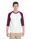 Gildan G570 - Unisex Heavy Cotton��� 3/4-Raglan Sleeve T-Shirt - White / Maroon