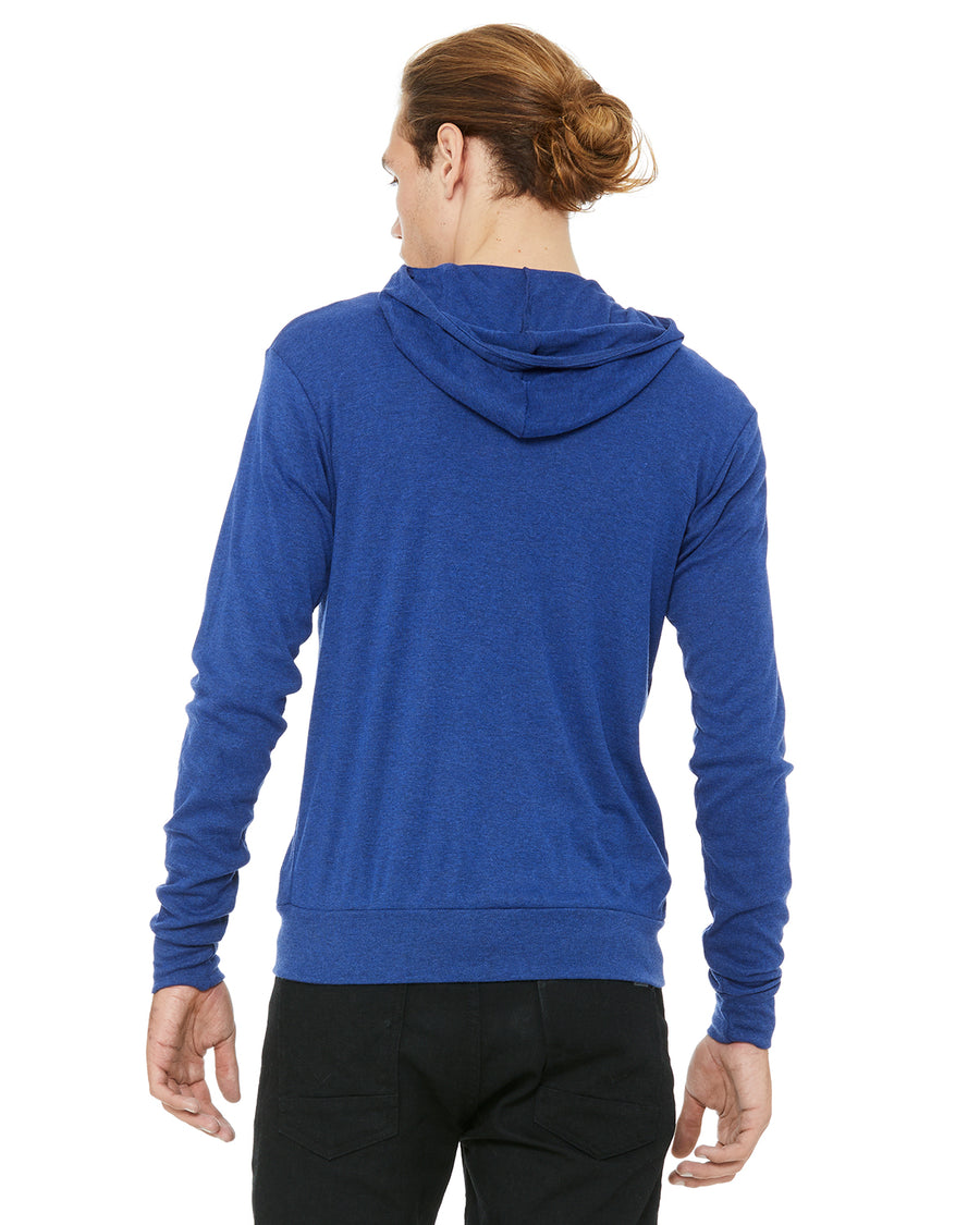 Unisex Triblend Full-Zip Lightweight Hoodie - True Royal Triblend