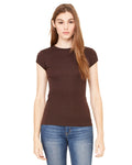 Women's Sheer Mini Rib Short-Sleeve T-Shirt - Chocolate