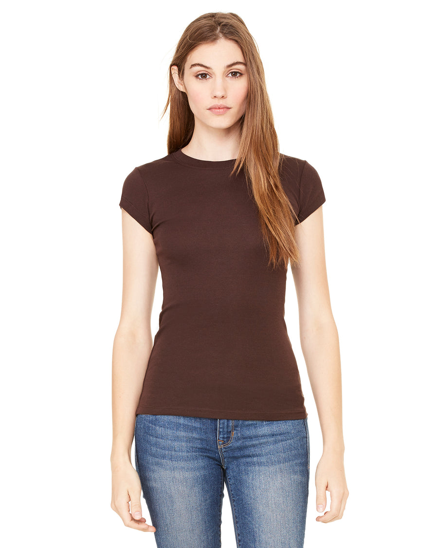 Women's Sheer Mini Rib Short-Sleeve T-Shirt - Chocolate