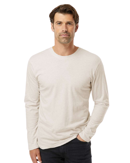Forward Shoulder Long Sleeve Fine Jersey Tee - Natural Heather / Titanium