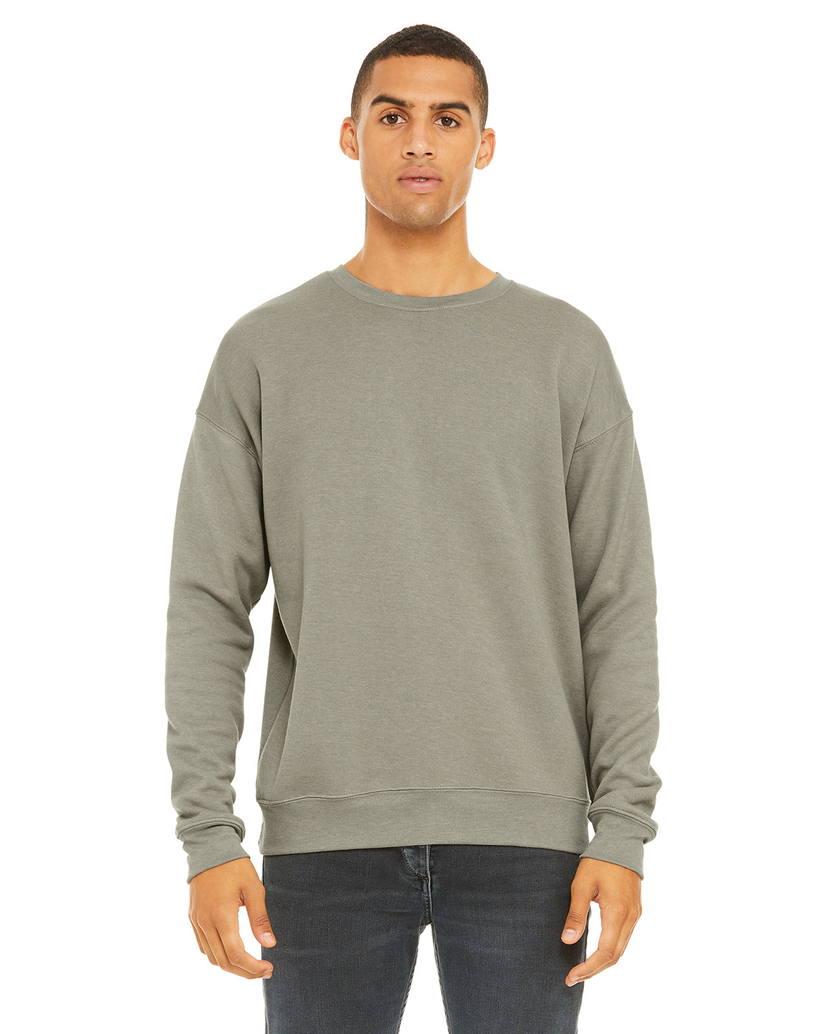 Unisex Drop Shoulder Fleece - Heather Stone
