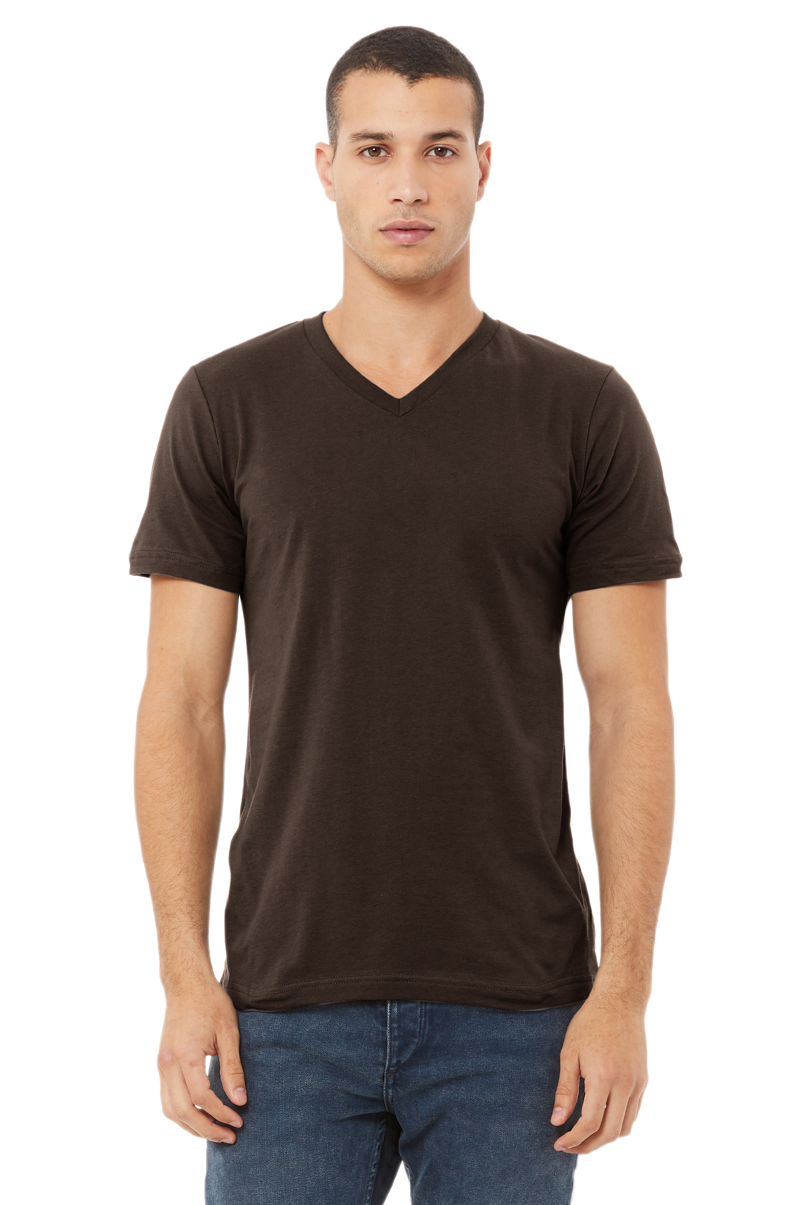 Unisex Jersey Short-Sleeve V-Neck T-Shirt - Brown