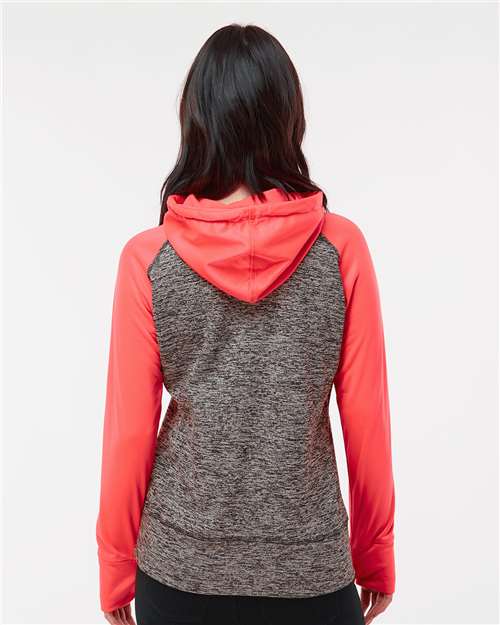 J. America 8618 Charcoal Fleck/ Fire Coral — on model back