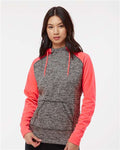 J. America 8618 Charcoal Fleck/ Fire Coral — on model front