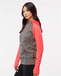 J. America 8618 Charcoal Fleck/ Fire Coral — on model side