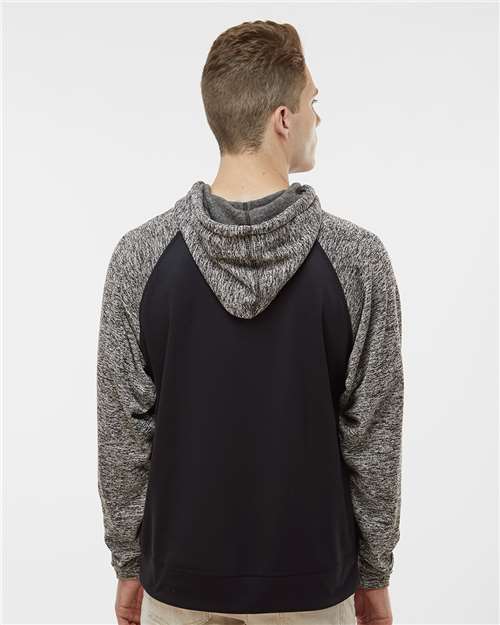 J. America 8612 Black/ Charcoal Fleck — on model back